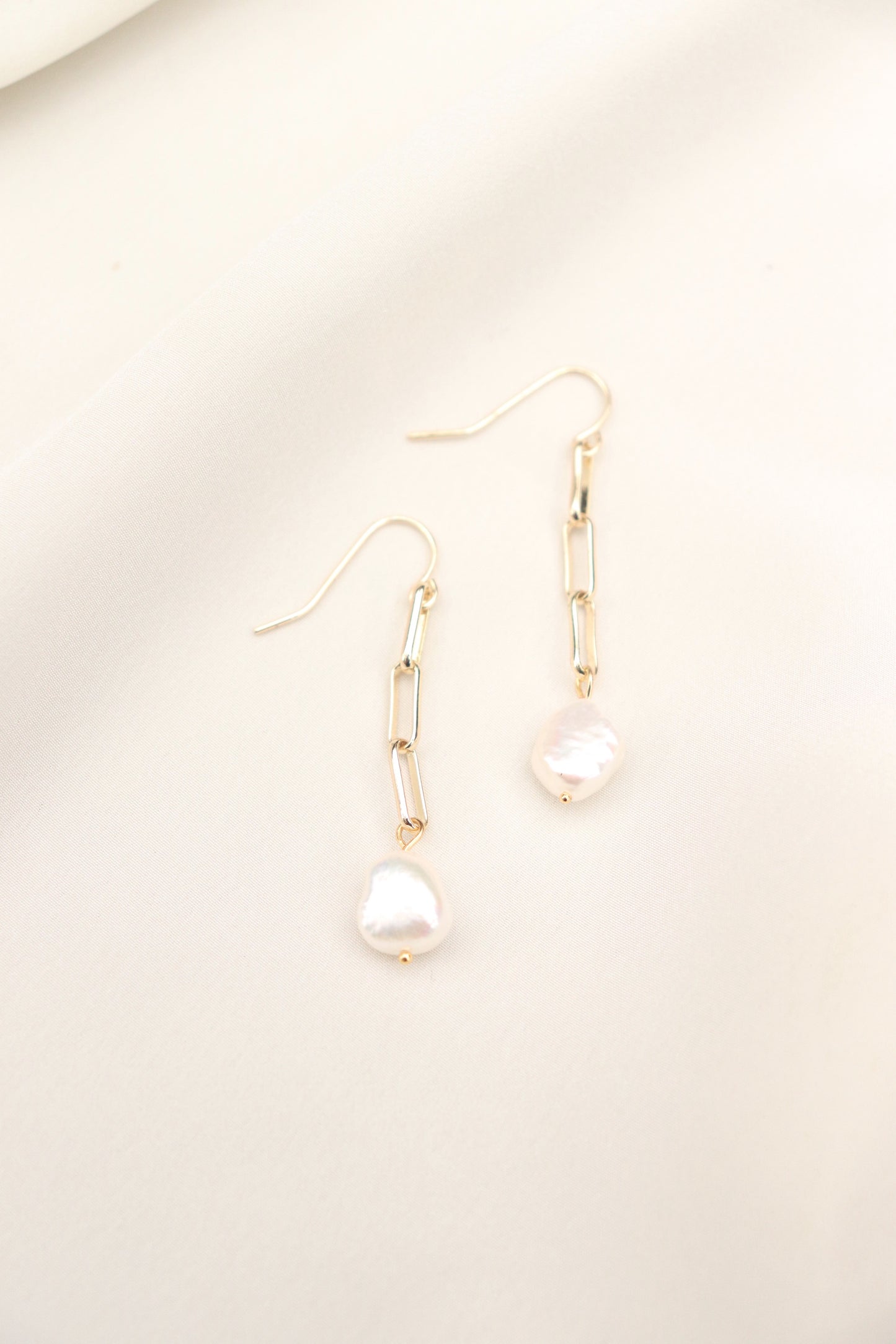 Paperclip and Pearl Earrings