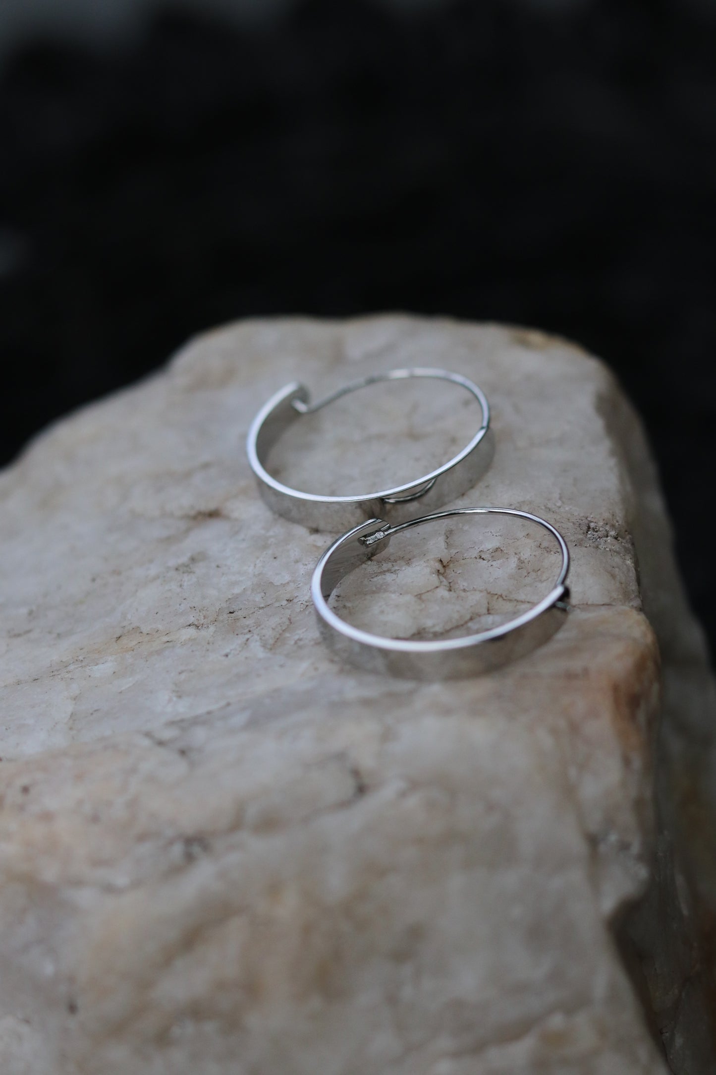 Edge Hoops Earrings - Stainless Steel Water Proof Silver