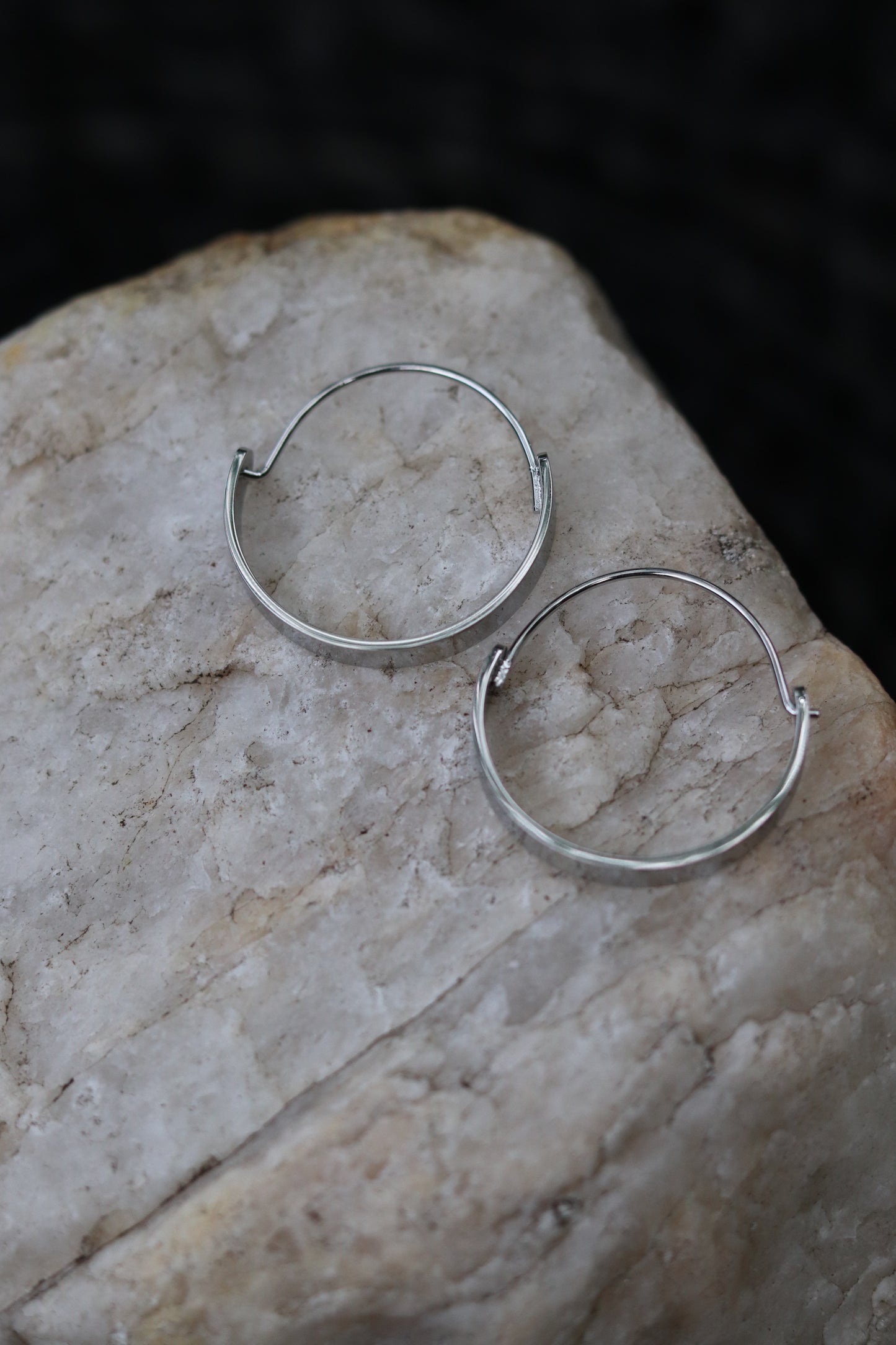 Edge Hoops Earrings - Stainless Steel Water Proof Silver