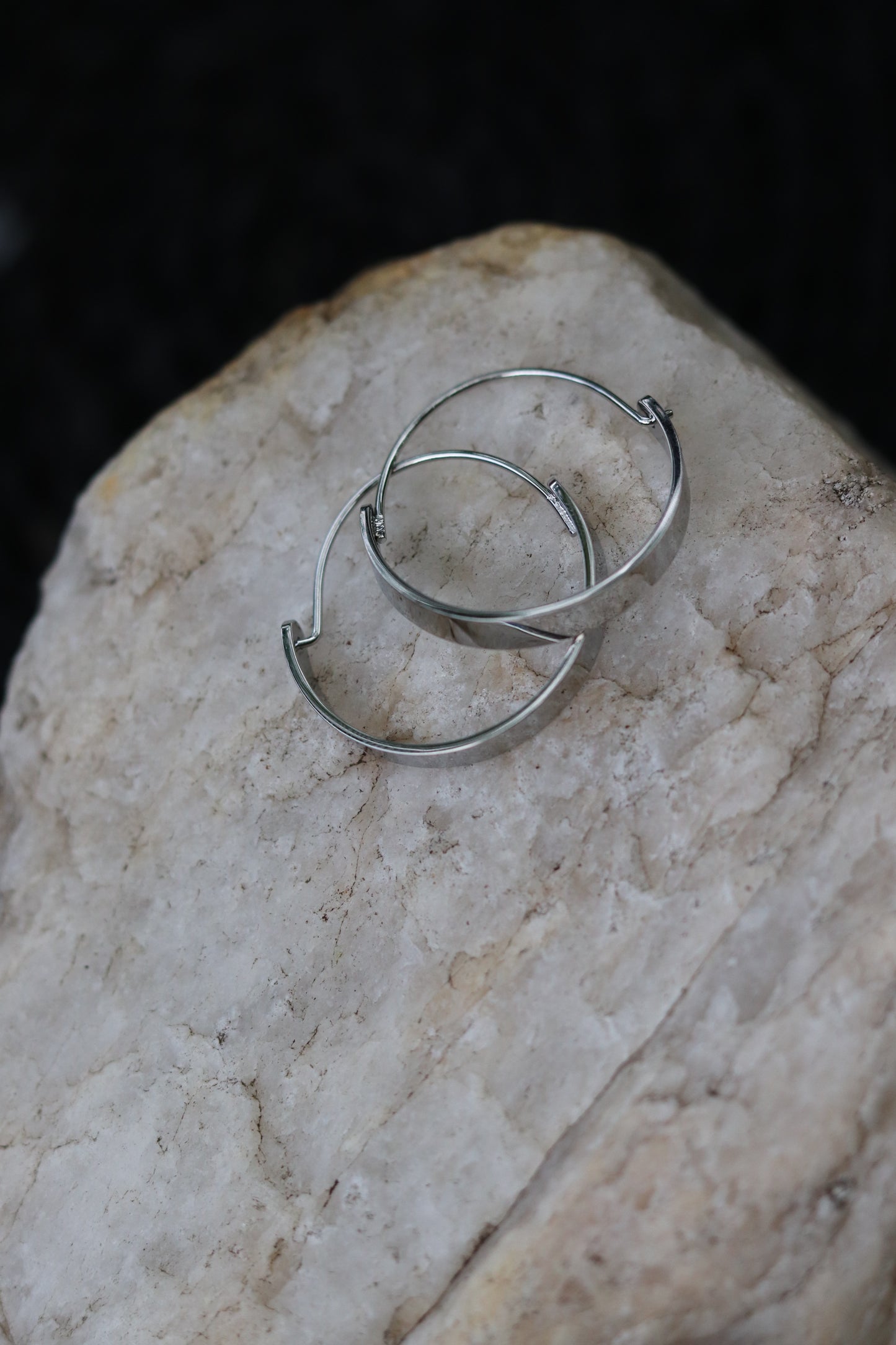 Edge Hoops Earrings - Stainless Steel Water Proof Silver