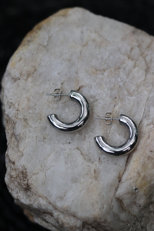 Mini Audrey Hoop Earrings - Silver