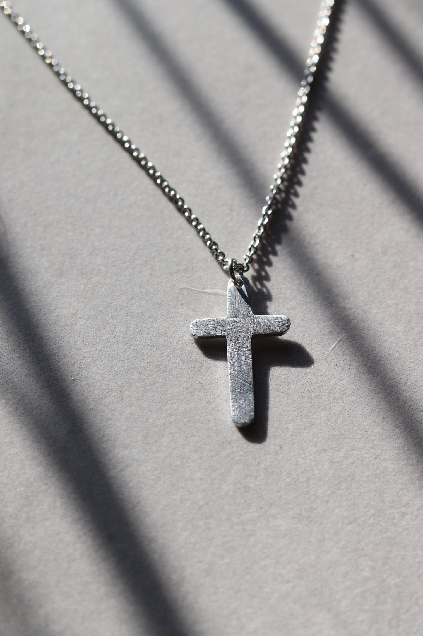 Silver Aluminum Cross Necklace