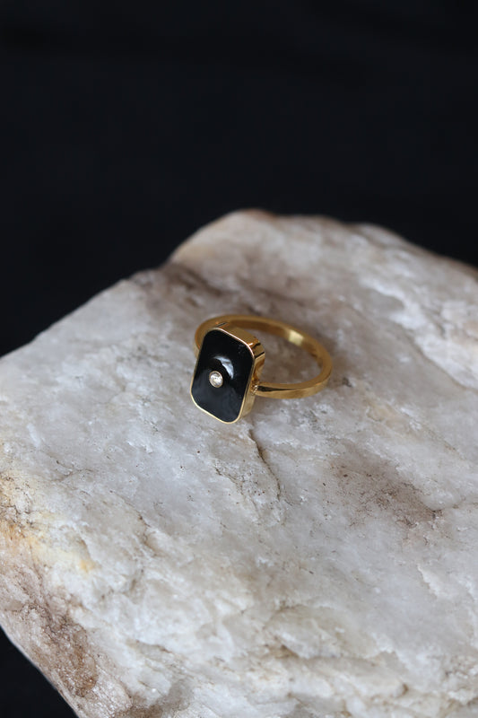 Black Vintage Ring - Gold (Size options) Water Proof