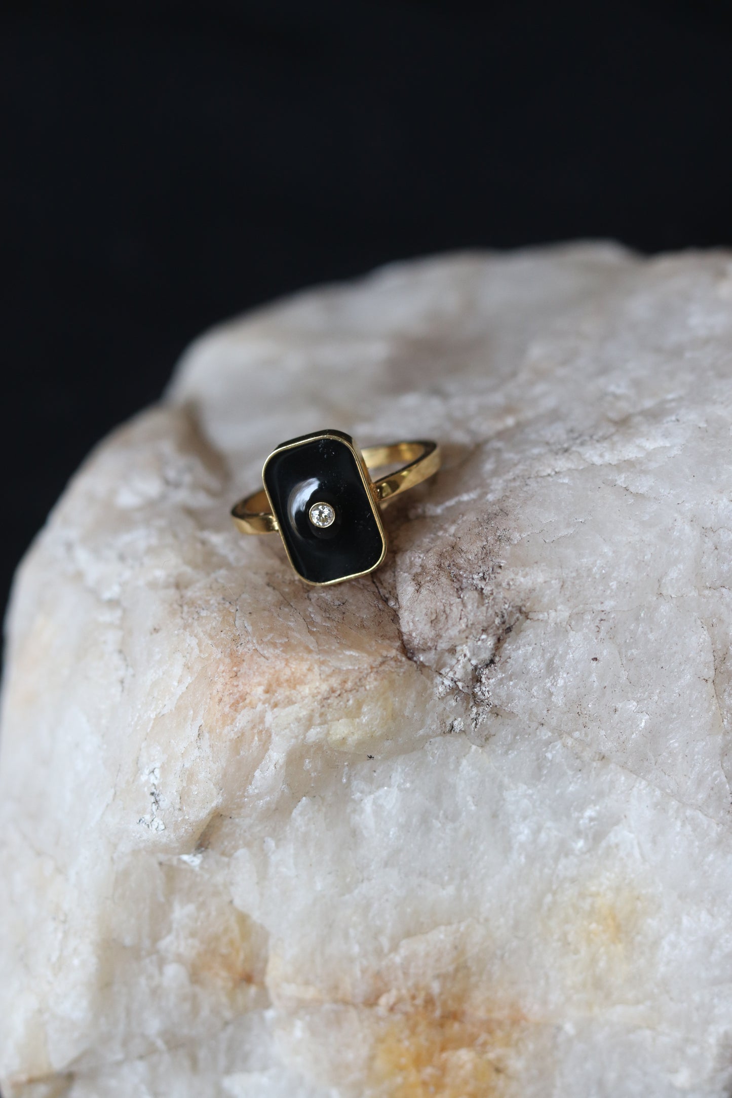 Black Vintage Ring - Gold (Size options) Water Proof