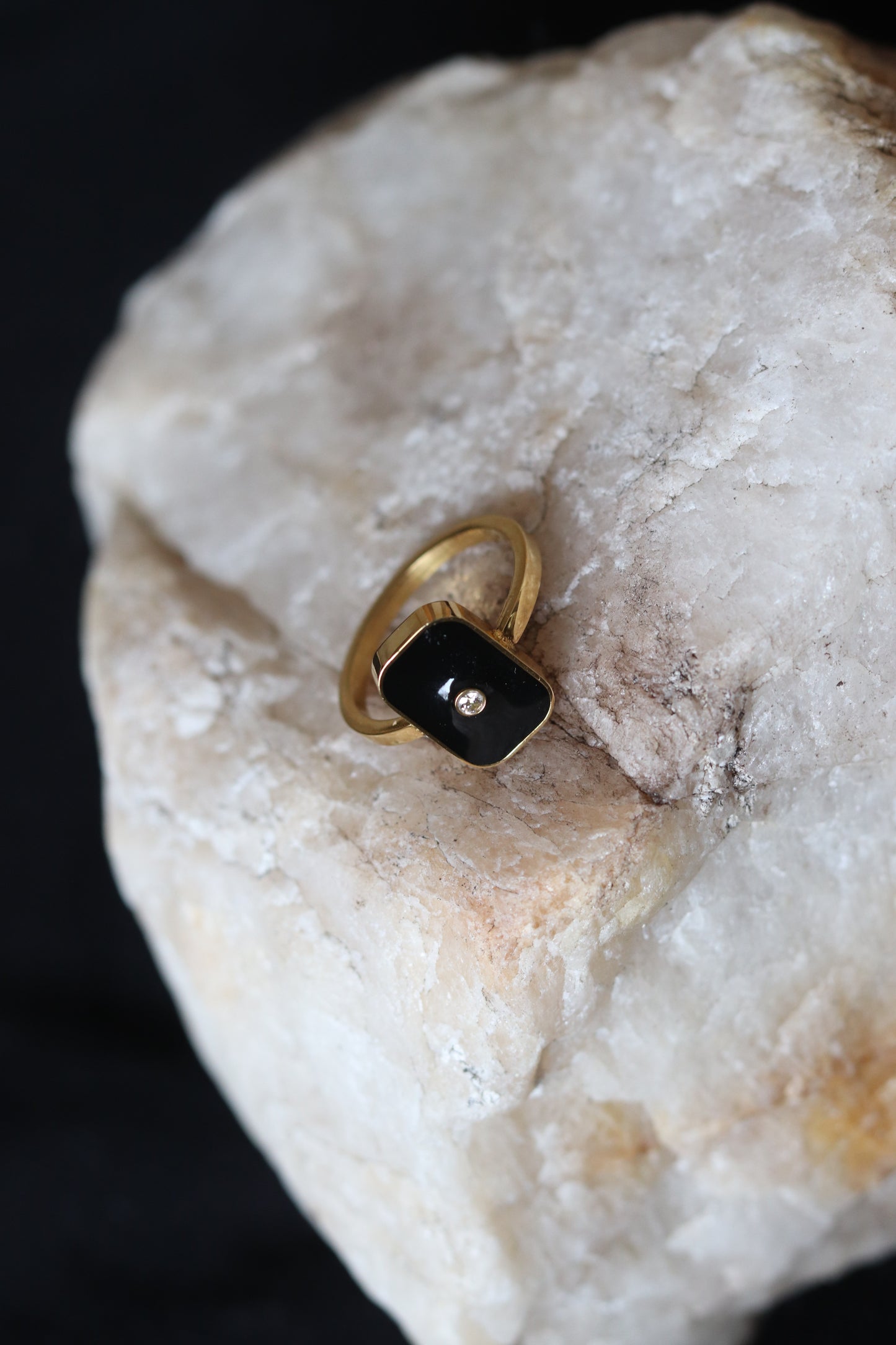 Black Vintage Ring - Gold (Size options) Water Proof