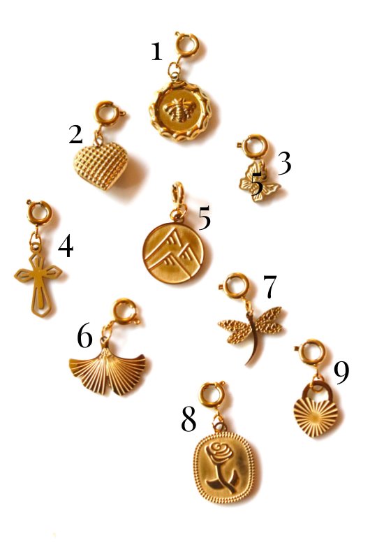 Charms for DIY Charm Necklace-Stainless Steel, Gold Plated 11