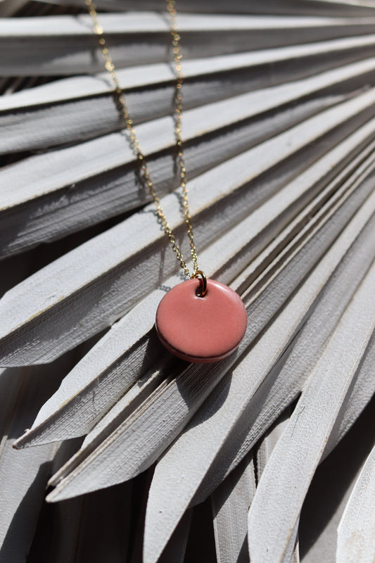 Hope Necklace - Bubble Gum Pink (Ceramic and Gold)