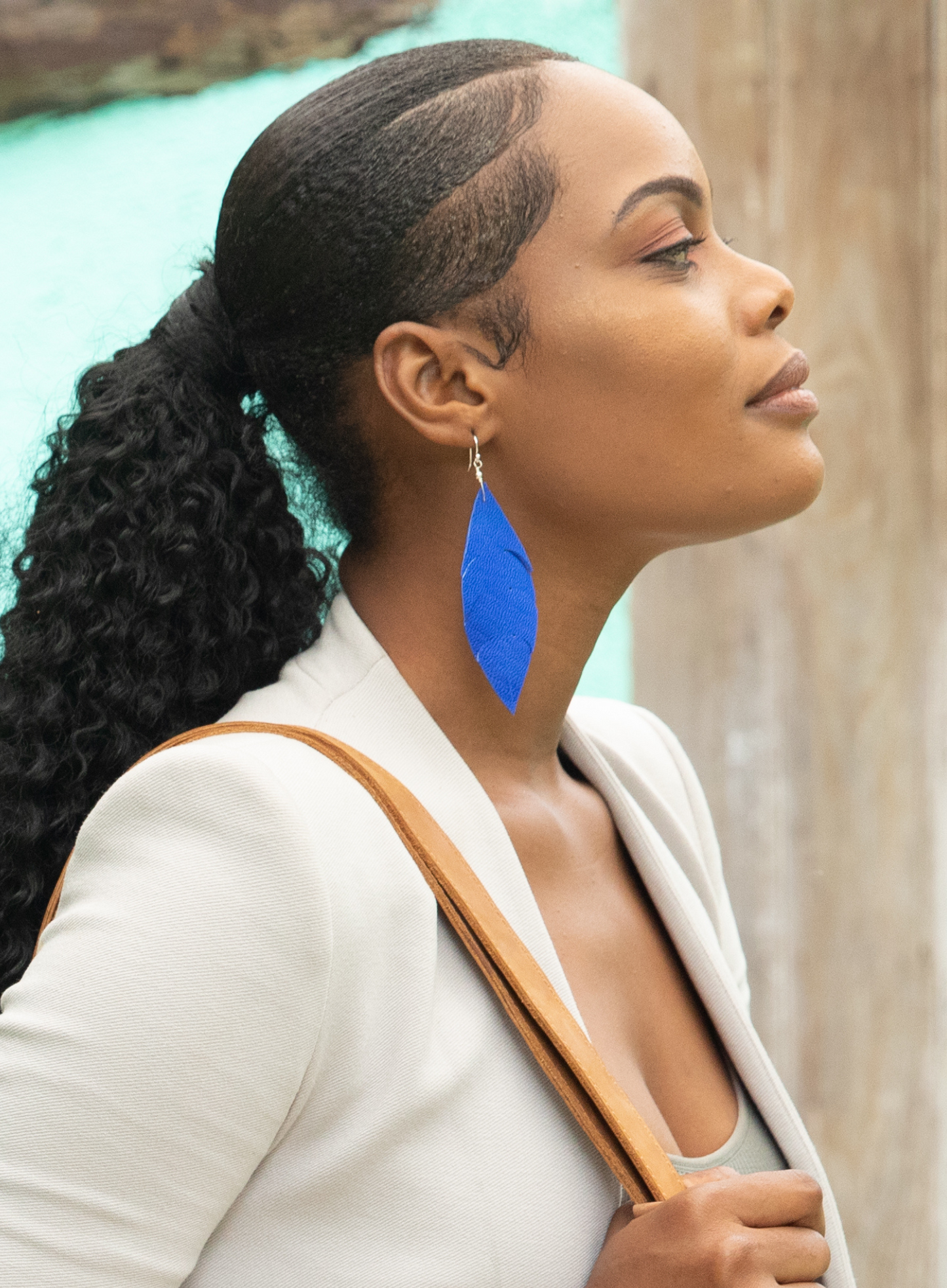 Sterling Silver and Leather Feather Earrings