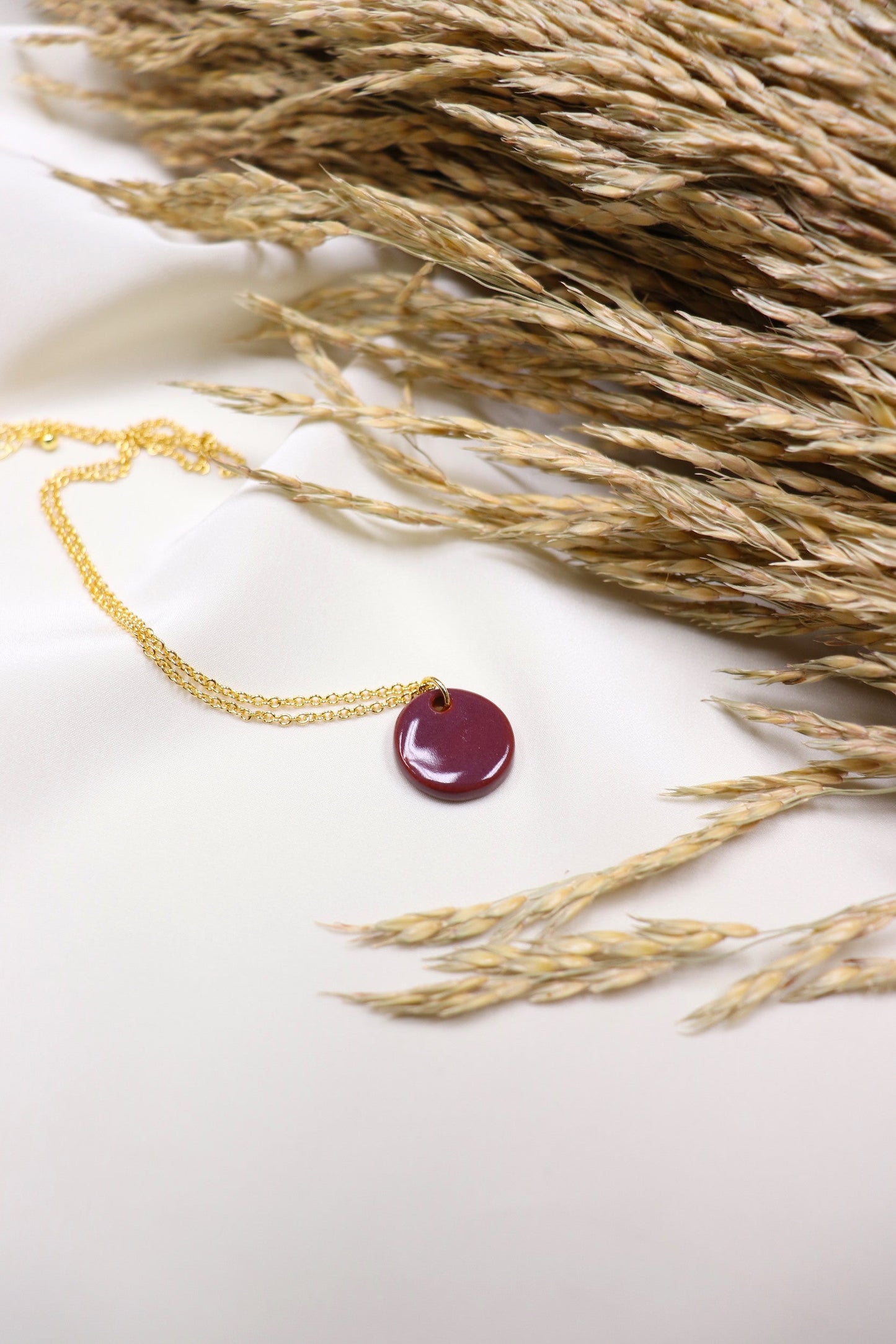 Hope Necklace - Maroon (Ceramic and Gold)